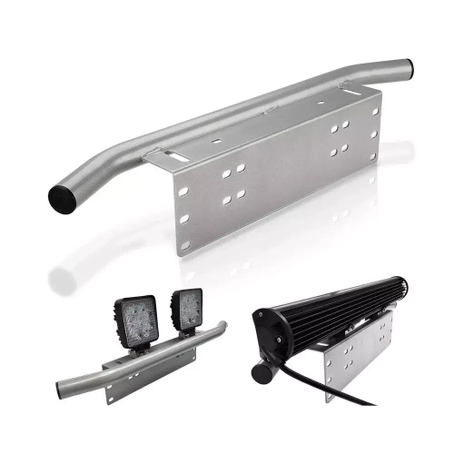 Универсальная (серебристая) рамка для номерного знака (кронштейн) (1 шт)