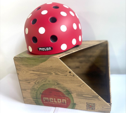 Шлем для самоката и беговела, Melon Dotty White (красный/белый), размер M-L, 52-58