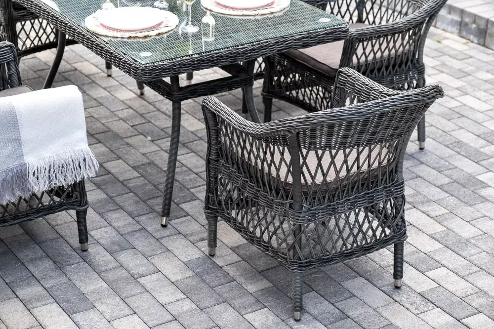 "Амароне" обеденная группа из искусственного ротанга на 6 персон, цвет графит