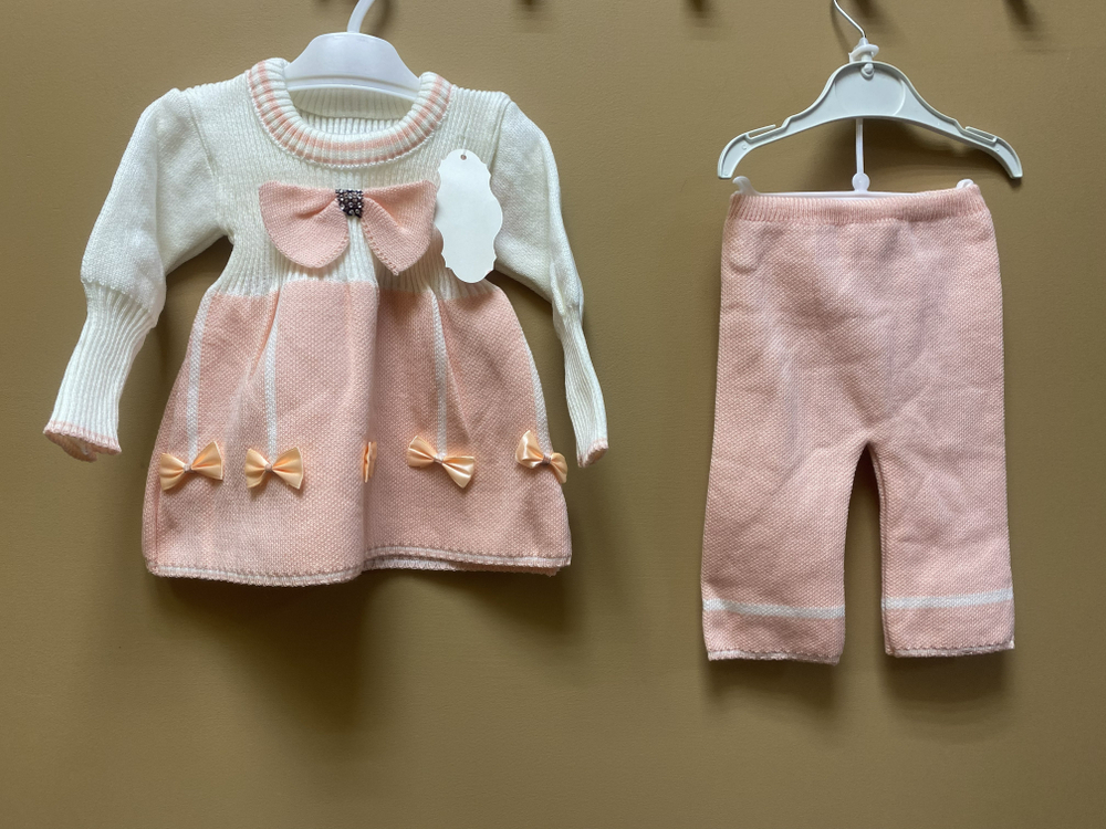 Комплект на девочку теплый вязаный на рост 68-74 см в двух расцветках