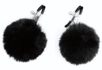 Зажимы для сосков с черным пушком (Цвет: черный)