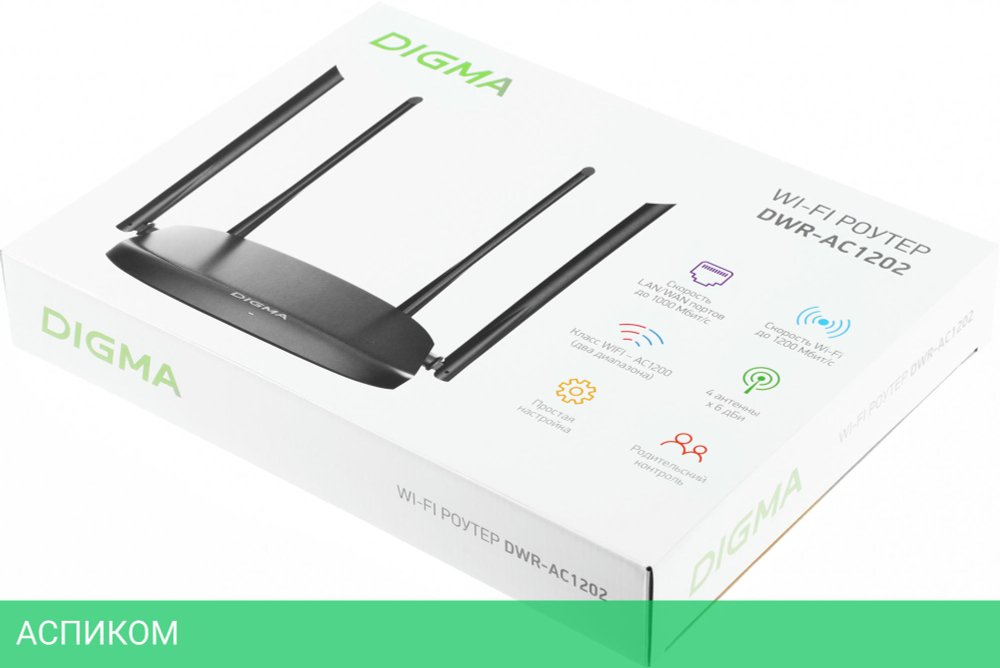 Роутер беспроводной Digma DWR-AC1202 черный