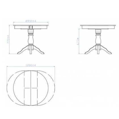 Обеденный стол Гелиос 93(128)x93 (темный дуб)