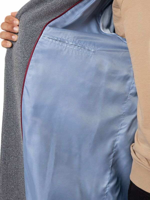 Пальто однобортное утепленное светло-серое - фото 6