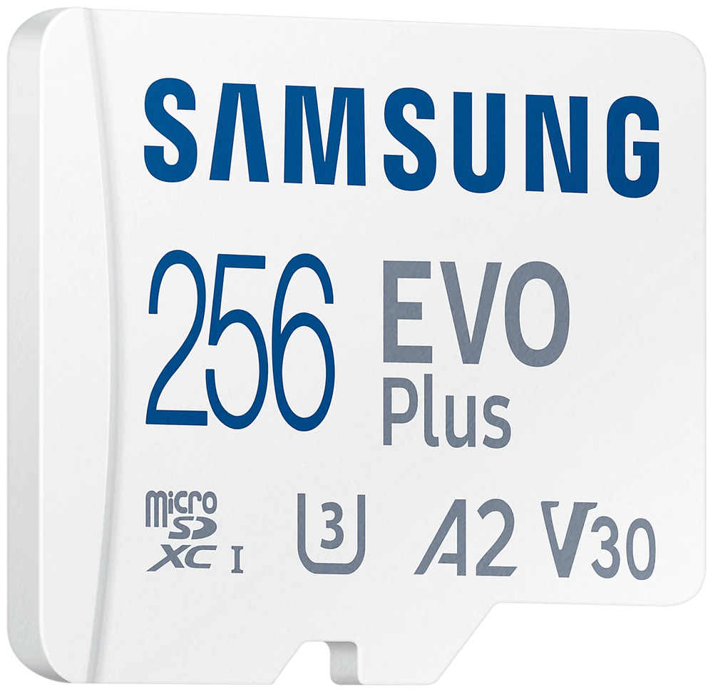 Карта памяти Samsung EVO Plus microSDXC 256 ГБ Class 10, V30, A2, UHS-I U3, R 130 МБ/с, адаптер на SD