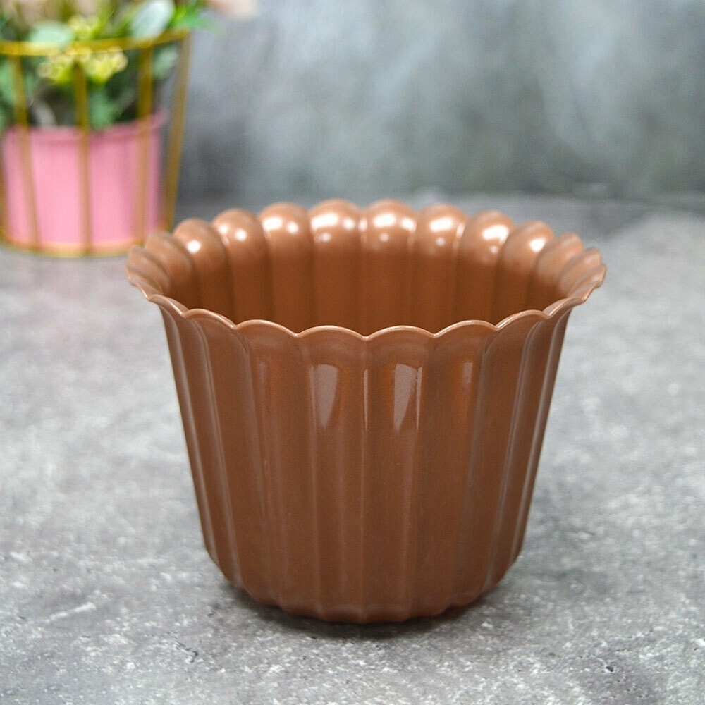 Горшок цветочный "Виола" 0,5л d126мм h93мм, коричневый-перламутр