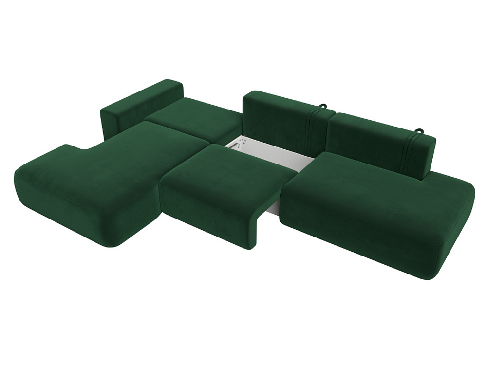 Диван угловой Лига-036 НПБ Модерн Лонг левый угол ВЕЛЮР Зеленый