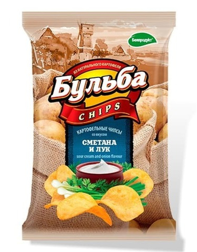 Чипсы "Бульба" сметана и лук 75 г, Беларусь