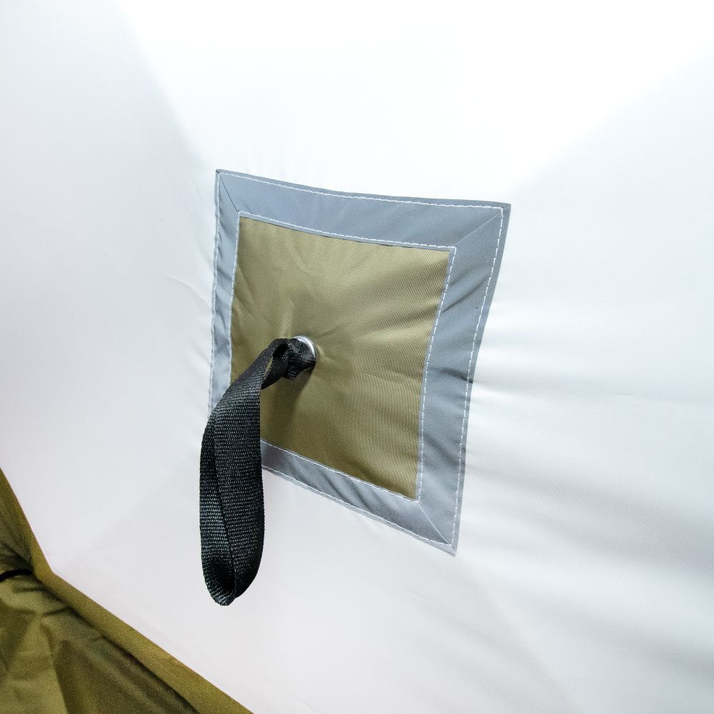 Палатка зимняя куб СЛЕДОПЫТ &quot;Premium Long&quot; 2,35х2,0 м, S по полу 4,7 кв.м, 3 слоя, цв. оливковый/бел