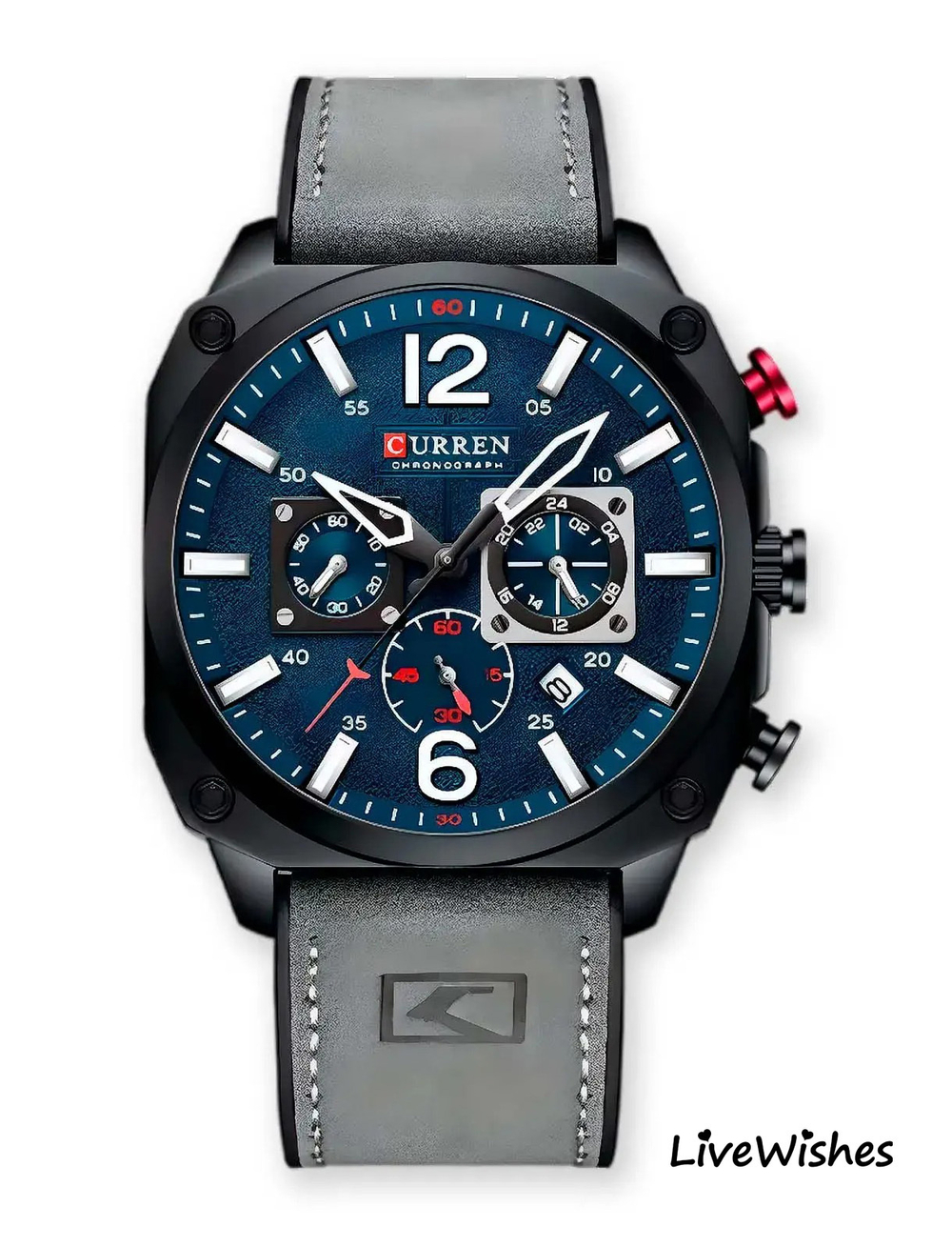 Часы наручные кварцевые CURREN на кожаном ремешке, черный/серый W8450-01