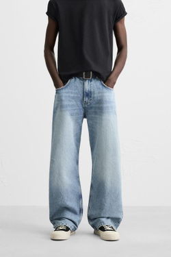 ZARA ДЖИНСЫ BAGGY FIT, ВЫЦВЕТШИЙ СИНИЙ