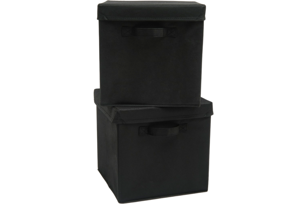 Набор складных коробок для хранения Home One, 30х30х30см, 2шт, крышка в комплекте, черный