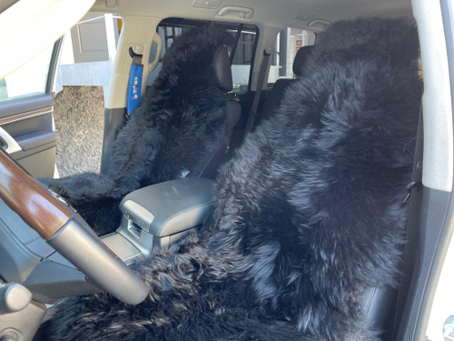 Меховая (Гималайский Медведь) накидка на сидение, натуральный мех, овчина, шкура, длинный ворс (1 шт,.) =