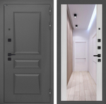 Дверь Входная Металлическая Лабиринт ОРЛЕАН с Зеркалом Максимум Сандал белый