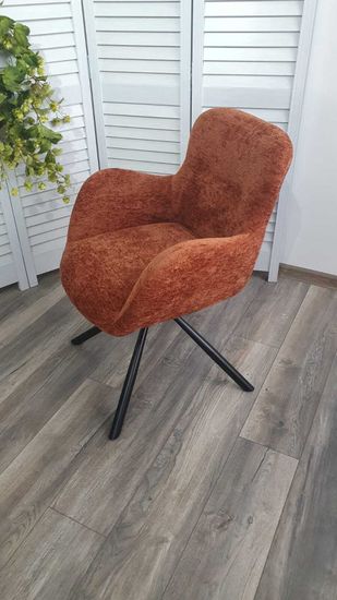 Стул KAROL 180 град. поворот. 3018-09 терракотовый, шенилл/ черный каркас