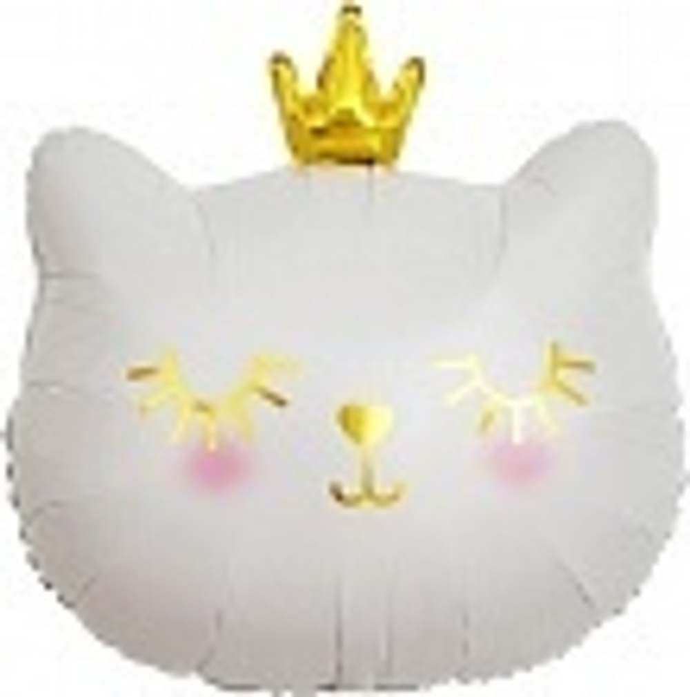 Шар (22""/56 см) Фигура, Котенок Принцесса, Белый, 1 шт. Б3 (4 порции) Б016