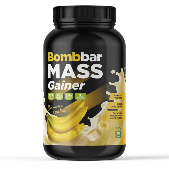 Гейнер &quot;Банановый коктейль&quot;, Mass Gainer Banana Coctail, Bombbar, 1000 г