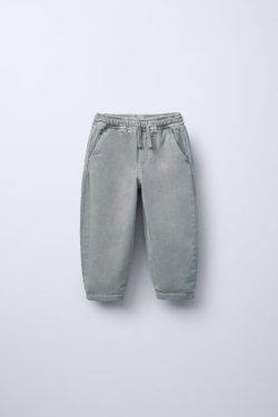 ZARA БРЮКИ ПРЯМОГО КРОЯ ИЗ ТВИЛА, СИНИЙ