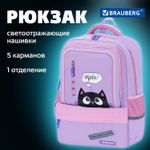 Рюкзак BRAUBERG STAR, 1 отделение, 5 карманов, "Dreamy cat", сиреневый, 271424