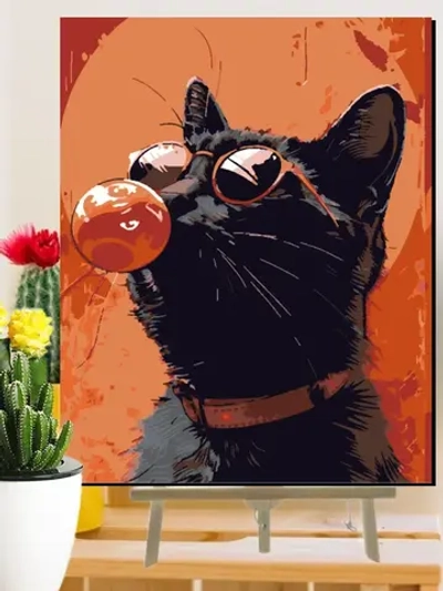 Картина по номерам Котик черный