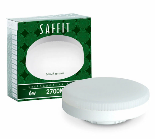 Лампа cветодиодная GX53 6Вт SAFFIT 2700K тёплый свет SBGX5306