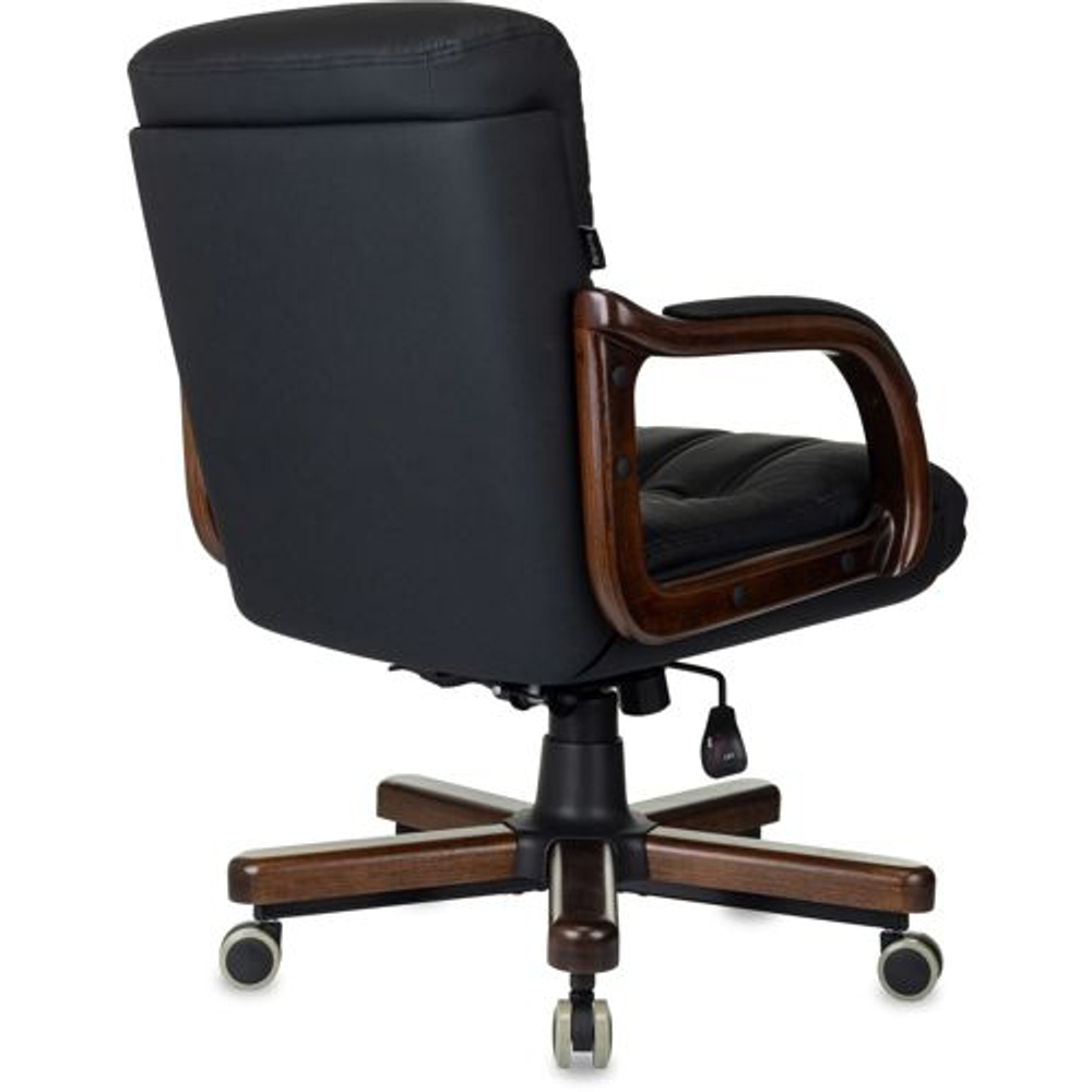 Кресло руководителя Бюрократ T-9932WALNUT-LOW/B, низкая спинка, Кожа, Черная