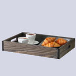 Деревянный поднос 38х28 см в стиле рустик (состаренный), столик для завтрака в постель Флоутард, для кухни, бурый