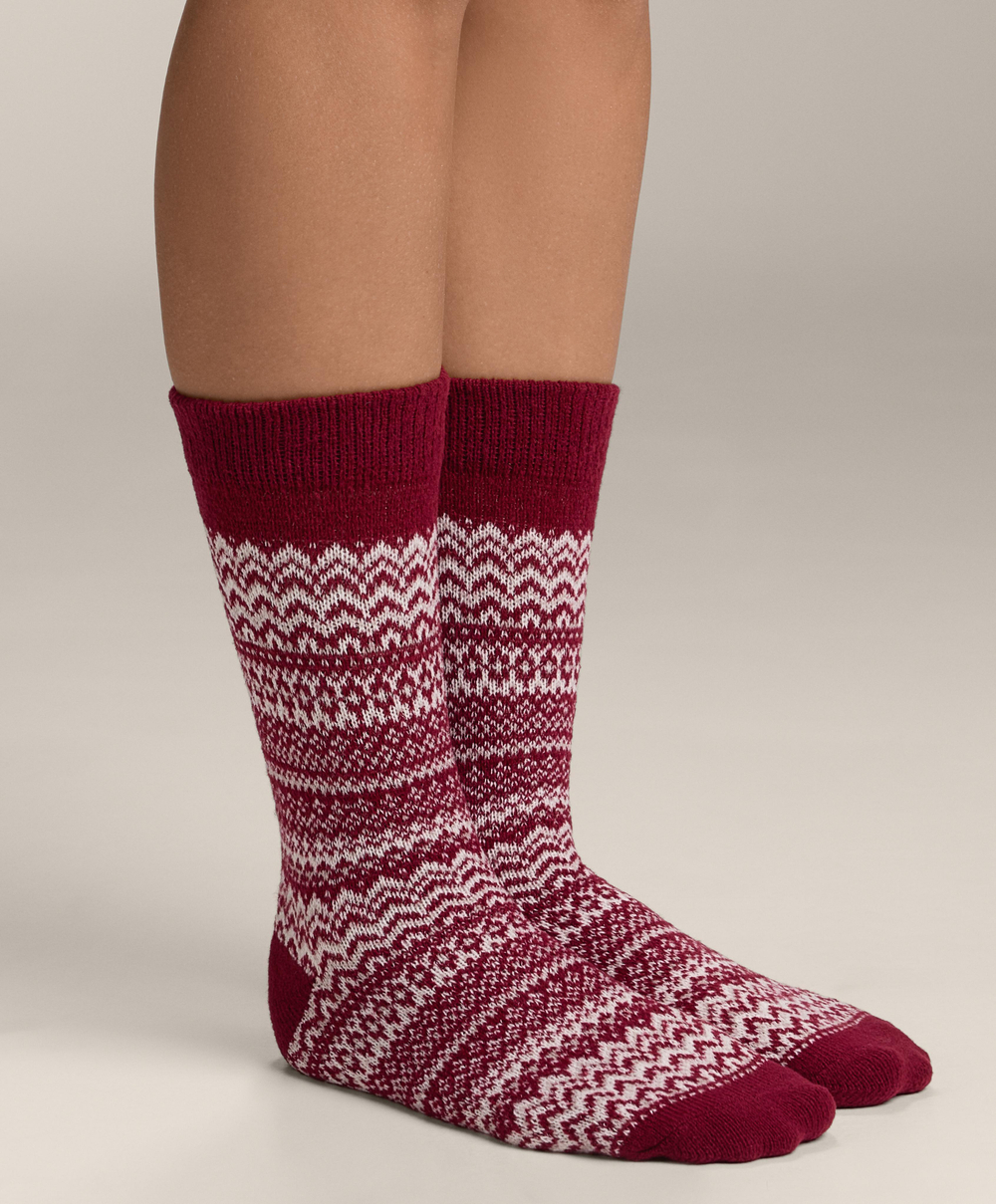 Oysho 2 пары классических носков с жаккардовым узором, красный