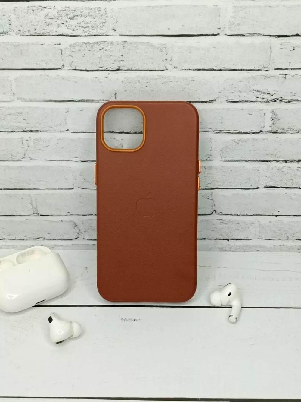 Кожаный чехол Leather Case iPhone 13, Темно-Коричневый