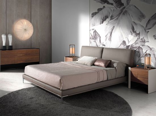 Прикроватная тумбочка MB1802NS / 7118 из кожи и орехового дерева