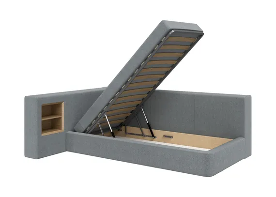Диван-кровать Cube c нишей M (cветло-серый, твид)