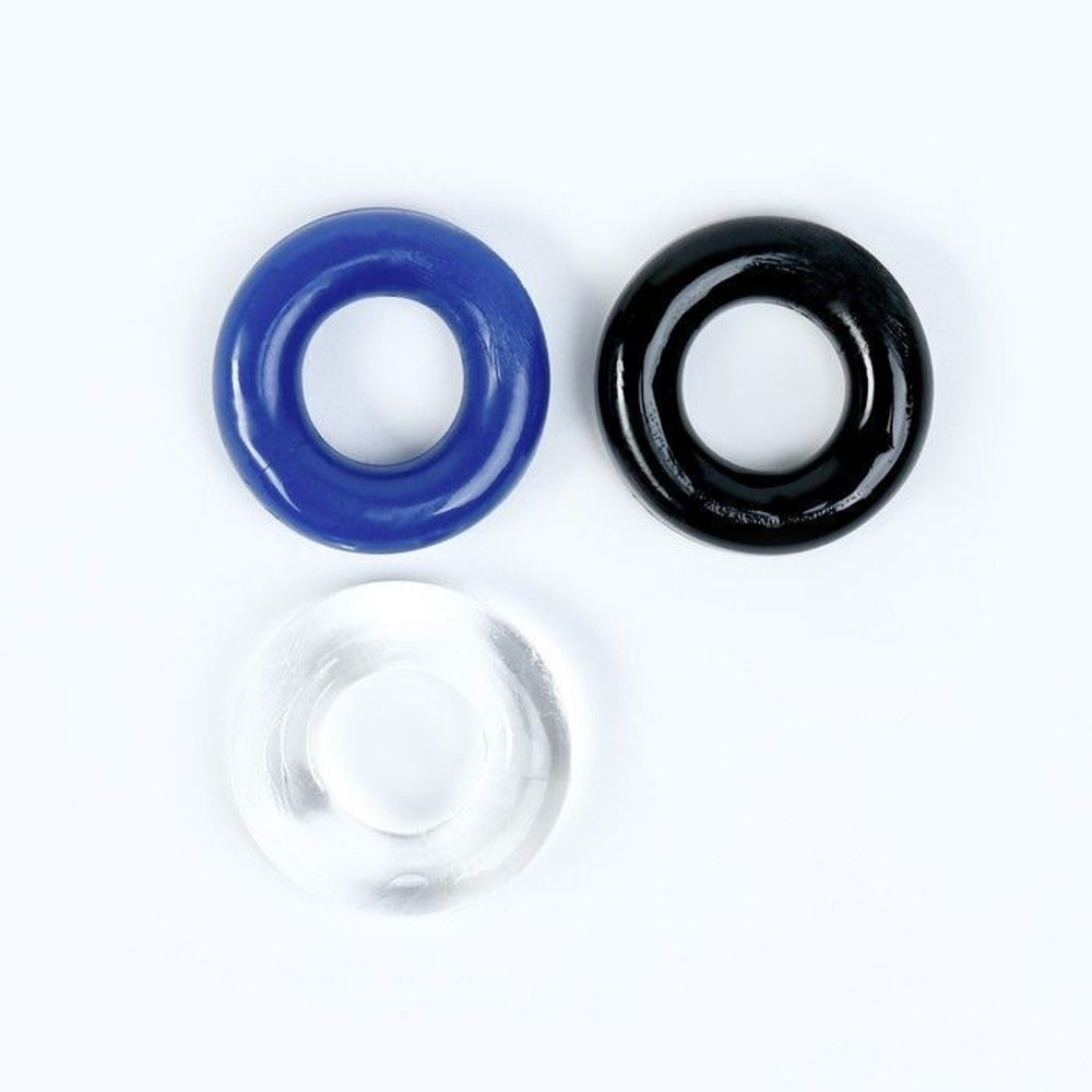 Набор из 3 гладких эрекционных колец (Цвет: разноцветный)