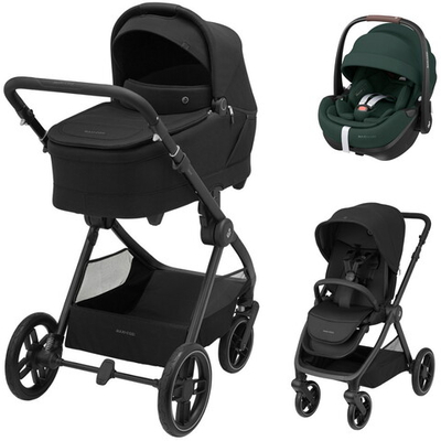 Коляска детская Maxi-Cosi Oxford Plus 3 в 1 с автокреслом Pebble 360 Pro Twillic Green 1978390110 PlusTwillic Black/Черный