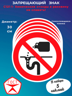 Знак - Химические отходы в раковину не сливать!