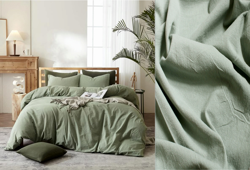 КПБ 2 сп с простыней на рез. 180х200 ВАРЕНЫЙ ХЛОПОК "Полынь"