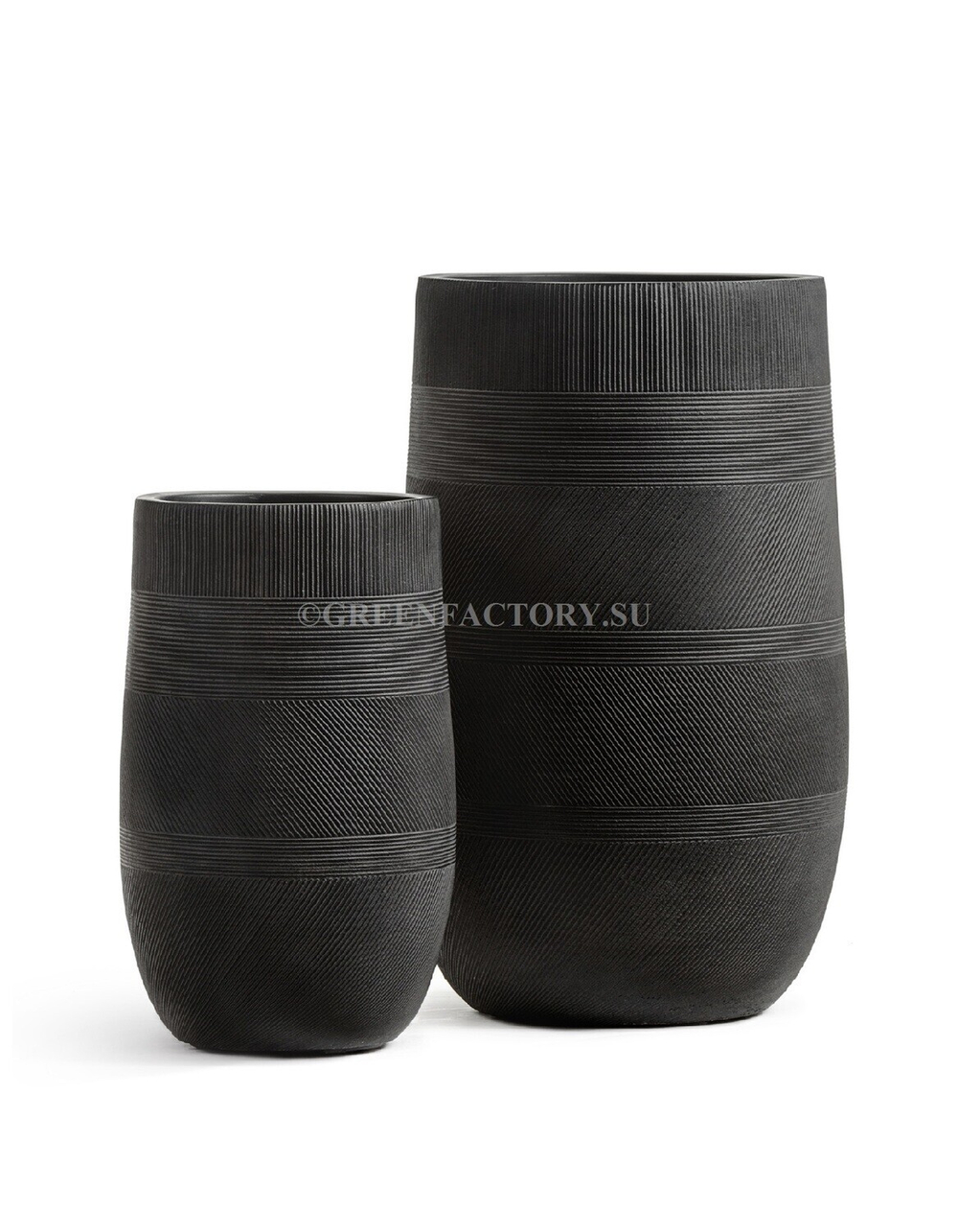 Кашпо TREEZ ERGO - серия Graphics - Высокая округлая чаша - Чёрный графит
