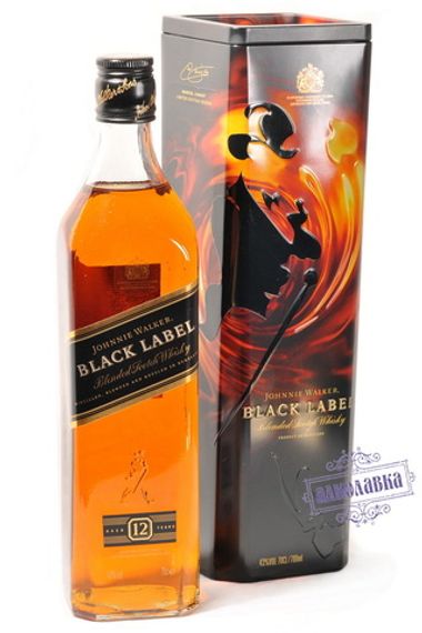 Джонни Уокер Блэк Лэйбл. 12 лет выдержки. Шотландский виски. 0,7 Л в металле