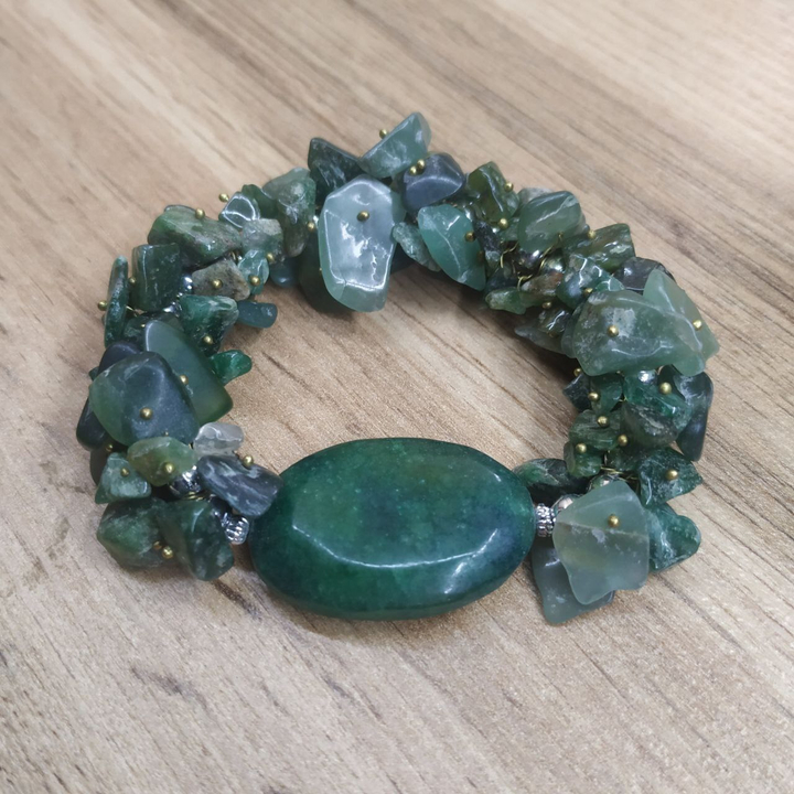 Браслет Жадеит на резинке, крупная бусина, крошка 462660