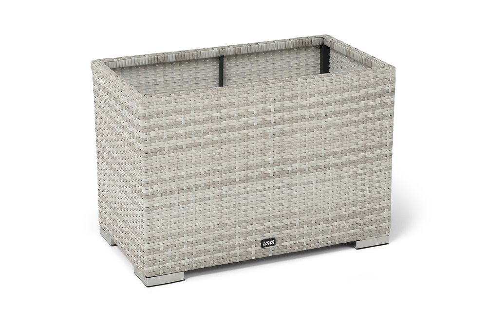 "Лунго" кашпо для цветов большое плетеное из искусственного ротанга, цвет бежевый