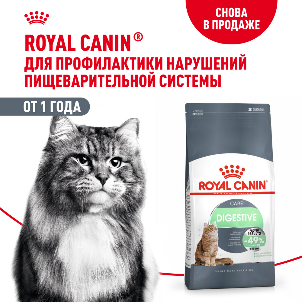 Royal Canin Digestive Care Дайджестив Кэа Корм сухой профилактика нарушений пищеварительной системы для взрослых кошек 400г