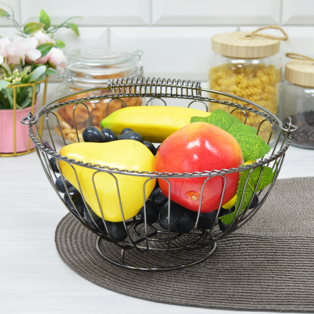 Фруктовница 25см с ручкой металлическая