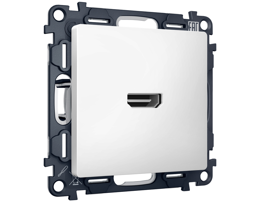 MA134010 Комплект механизма розетки HDMI 2.0 ALFA Белый матовый 40V/500mA 2.0GHz 5-18Gbit/s QUANT (AP1340, VM222)