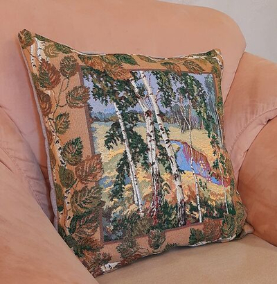 Декоративный гобеленовый чехол для интерьерной подушки Березы 47*47