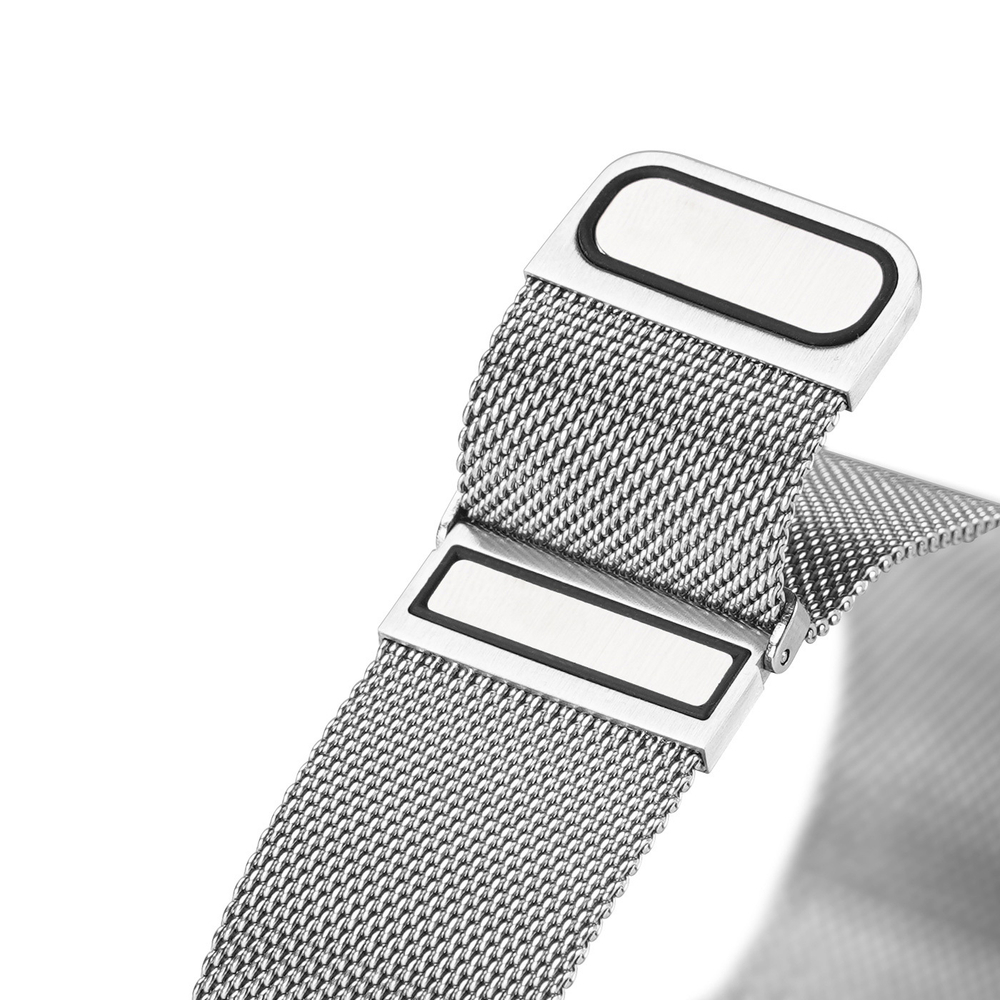 Ремешок из нержавеющей стали серебристого цвета от Dux Ducis для смарт часов Samsung Galaxy Watch 45 и 46мм (размер крепления 22мм), серия Milanese Series (миланская петля)
