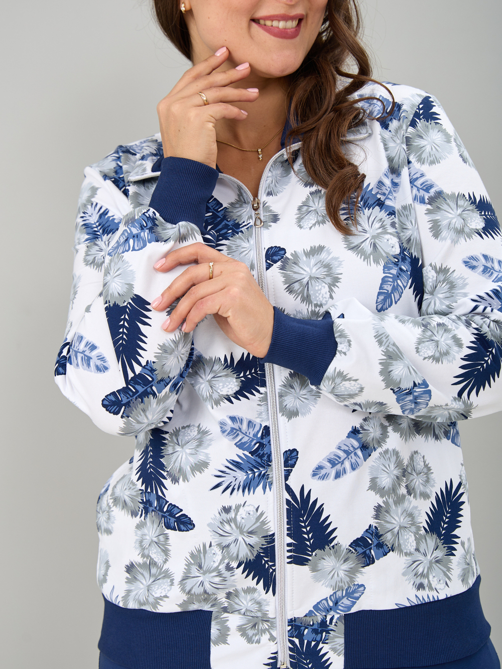 Костюм с брюками КБ-184/синий-одуванчикперья