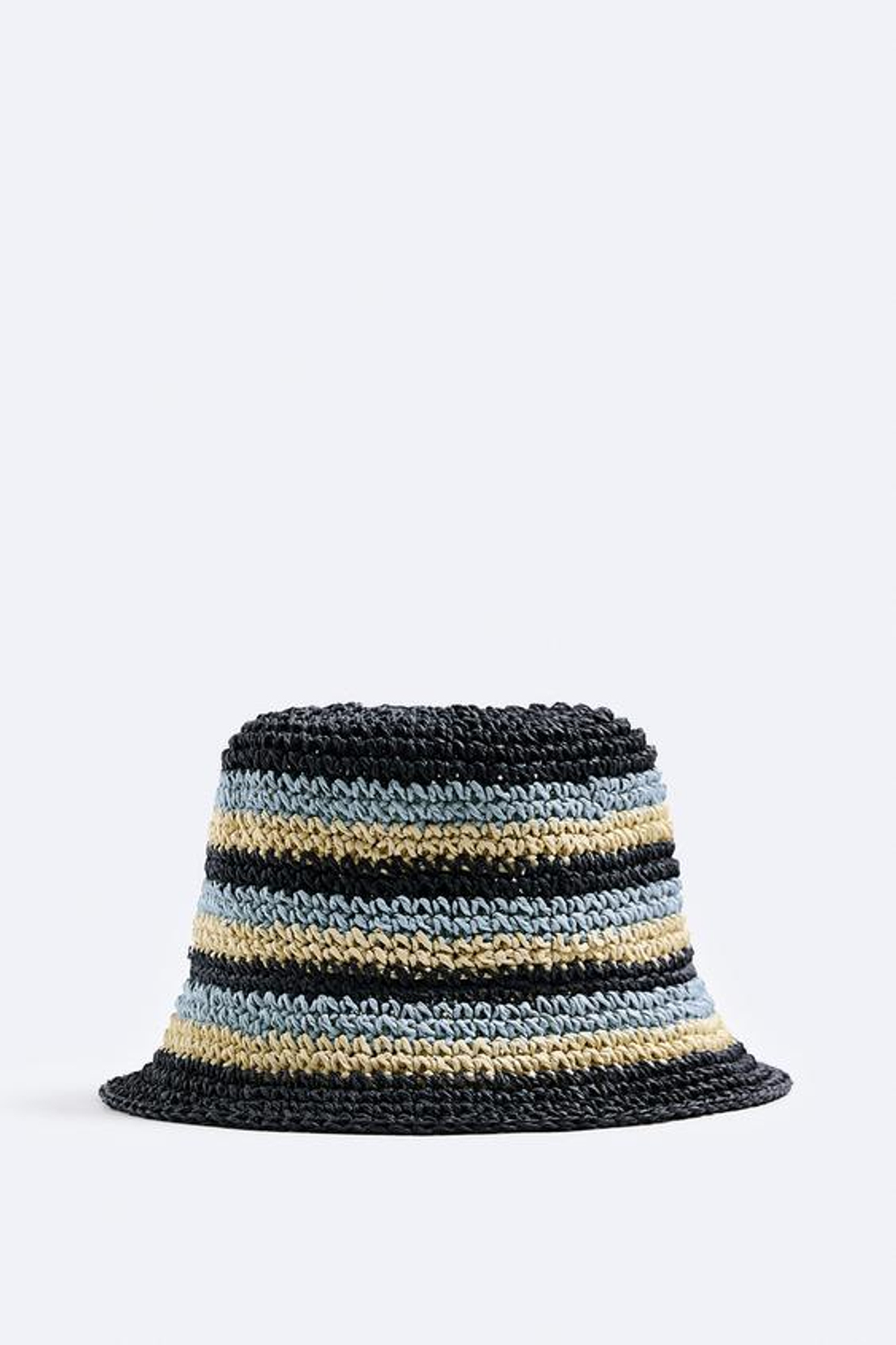 ZARA ШЛЯПА ИЗ КРУЖЕВА КРОШЕ В ПОЛОСКУ, МОРСКОЙ СИНИЙ