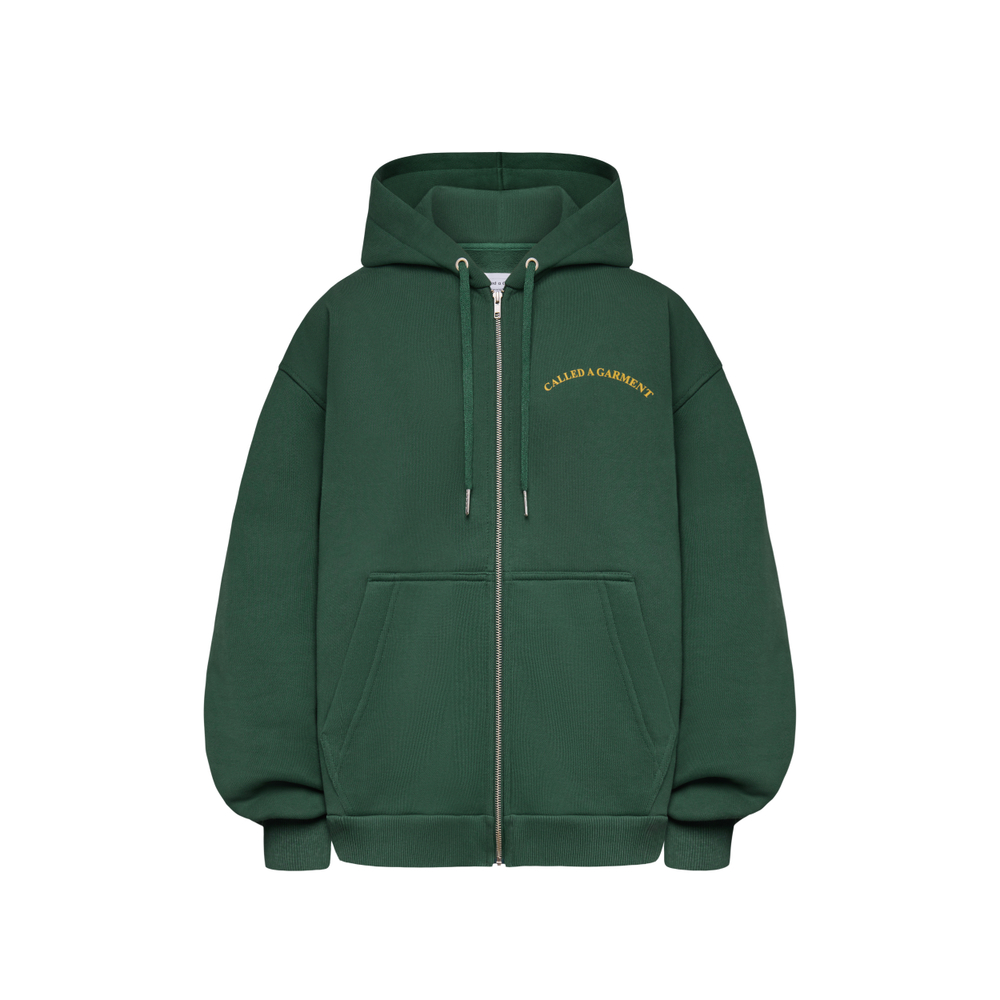 Худи Called a Garment Stamp Heavy Cotton Zip Hoodie "Dark Green"