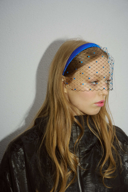 Вуаль синяя с декором в тон