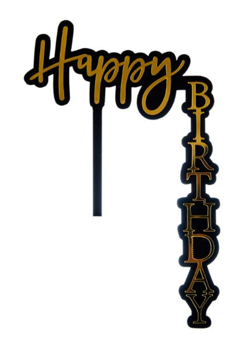 Топпер уголок «Happy Birthday» черный фон с золотой надписью