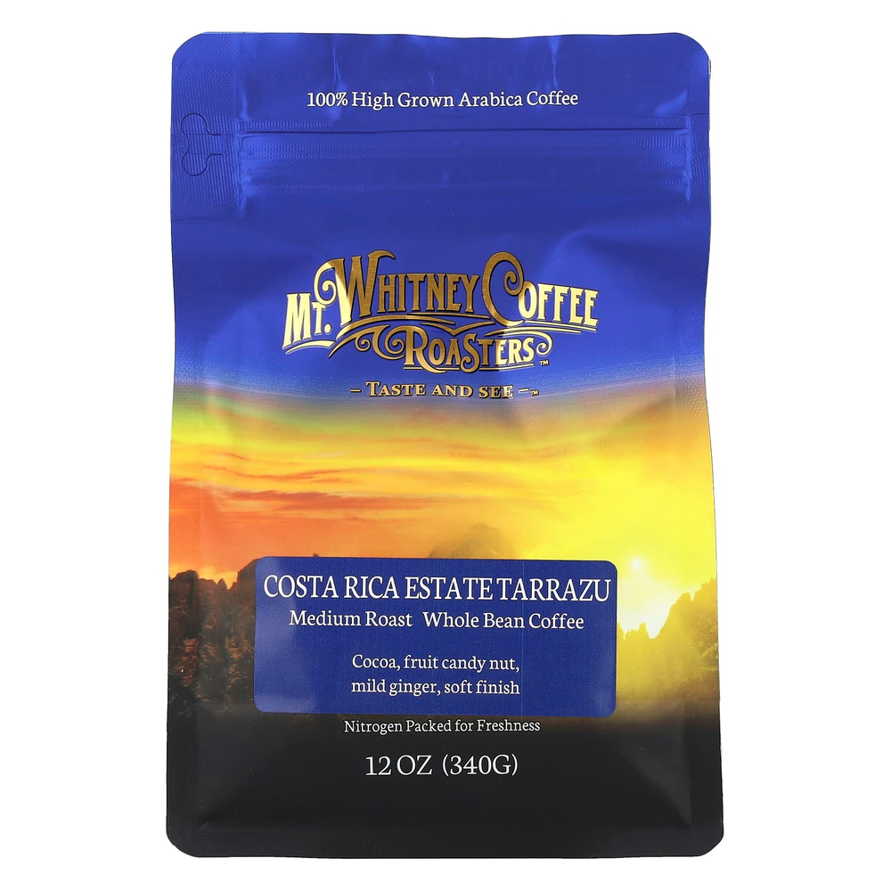 Mt. Whitney Coffee Roasters, Коста-Рика Экстракт Тарразу, кофе в зернах, средняя обжарка, 340 г (12 унций)